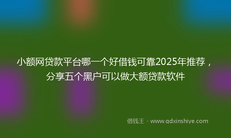 小额网贷款平台哪一个好借钱可靠2025年推荐，分享五个黑户可以做大额贷款软件