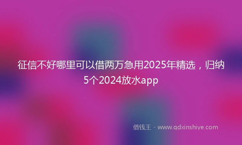 征信不好哪里可以借两万急用2025年精选，归纳5个2024放水app