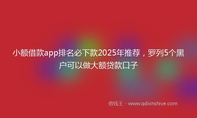 小额借款app排名必下款2025年推荐，罗列5个黑户可以做大额贷款口子