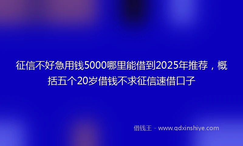 征信不好急用钱5000哪里能借到2025年推荐，概括五个20岁借钱不求征信速借口子