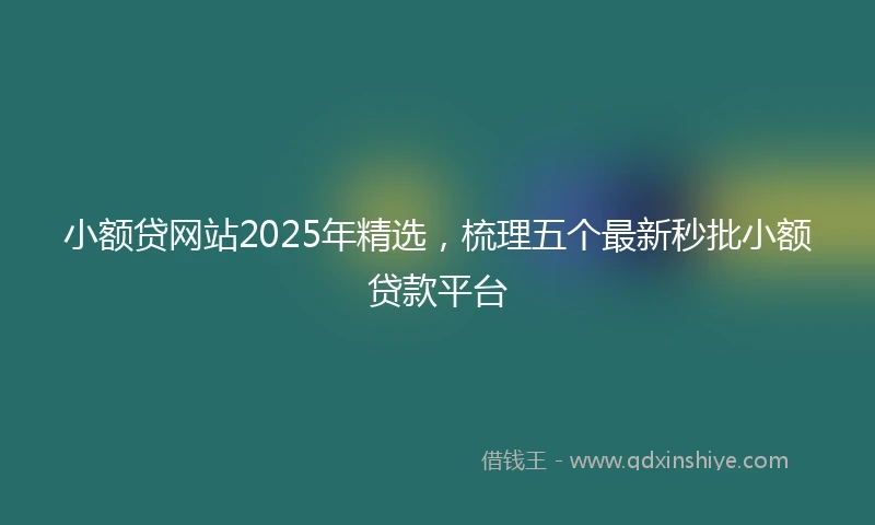 小额贷网站2025年精选，梳理五个最新秒批小额贷款平台