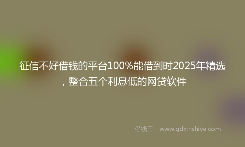 征信不好借钱的平台100%能借到时2025年精选，整合五个利息低的网贷软件