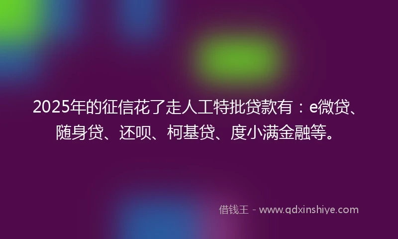 2025年的征信花了走人工特批贷款有：e微贷、随身贷、还呗、柯基贷、度小满金融等。