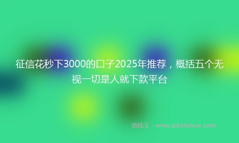 征信花秒下3000的口子2025年推荐，概括五个无视一切是人就下款平台