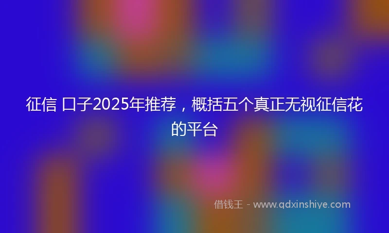 征信 口子2025年推荐，概括五个真正无视征信花的平台