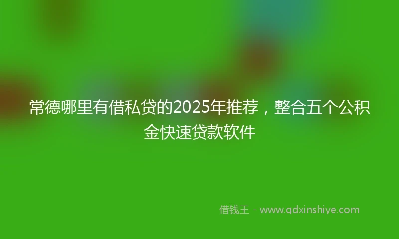 常德哪里有借私贷的2025年推荐，整合五个公积金快速贷款软件