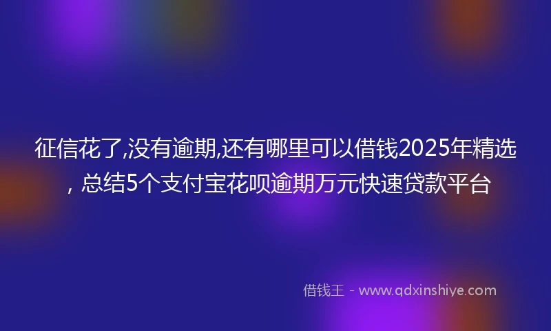 征信花了,没有逾期,还有哪里可以借钱2025年精选，总结5个支付宝花呗逾期万元快速贷款平台