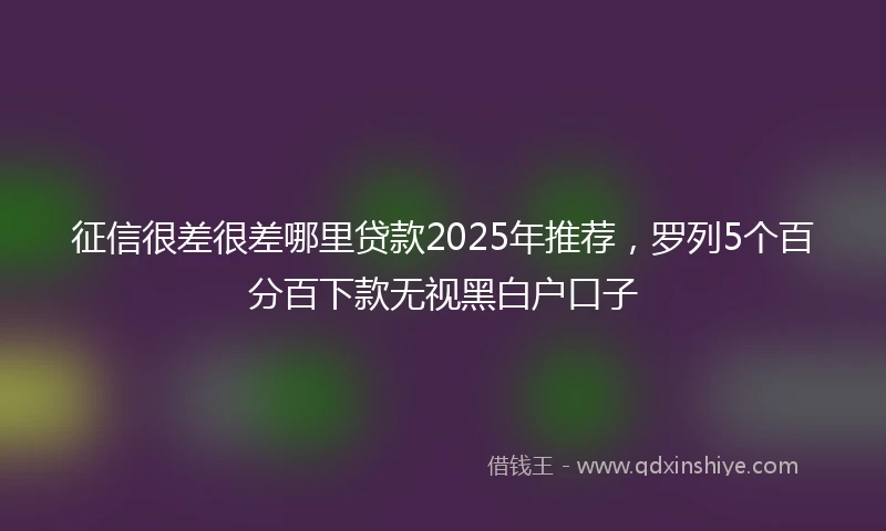 征信很差很差哪里贷款2025年推荐，罗列5个百分百下款无视黑白户口子