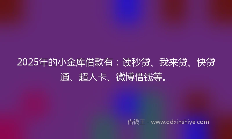 2025年的小金库借款有：读秒贷、我来贷、快贷通、超人卡、微博借钱等。