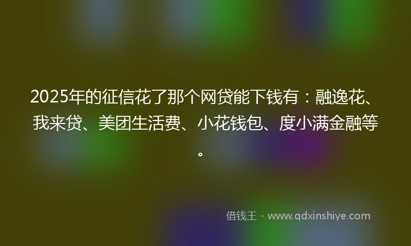 2025年的征信花了那个网贷能下钱有：融逸花、我来贷、美团生活费、小花钱包、度小满金融等。