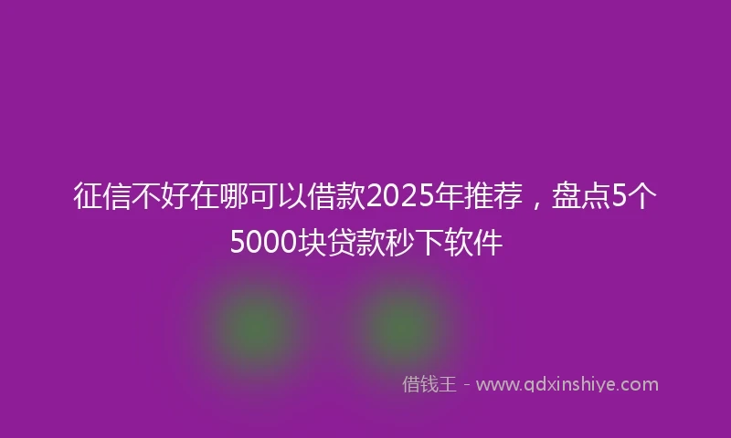 征信不好在哪可以借款2025年推荐，盘点5个5000块贷款秒下软件
