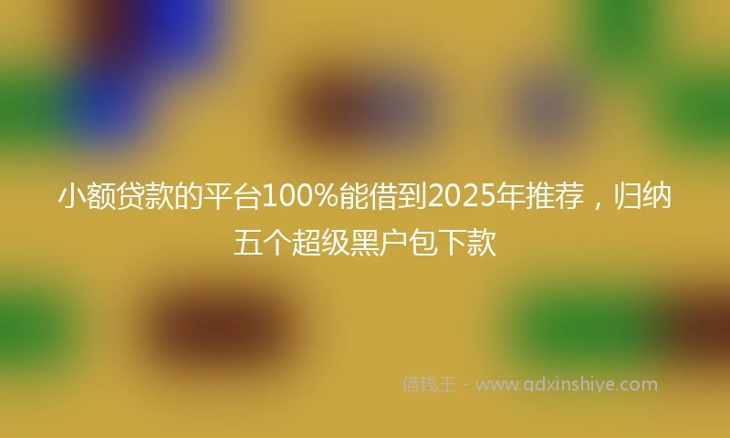 小额贷款的平台100%能借到2025年推荐，归纳五个超级黑户包下款