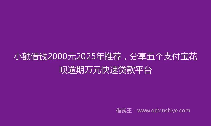 小额借钱2000元2025年推荐，分享五个支付宝花呗逾期万元快速贷款平台
