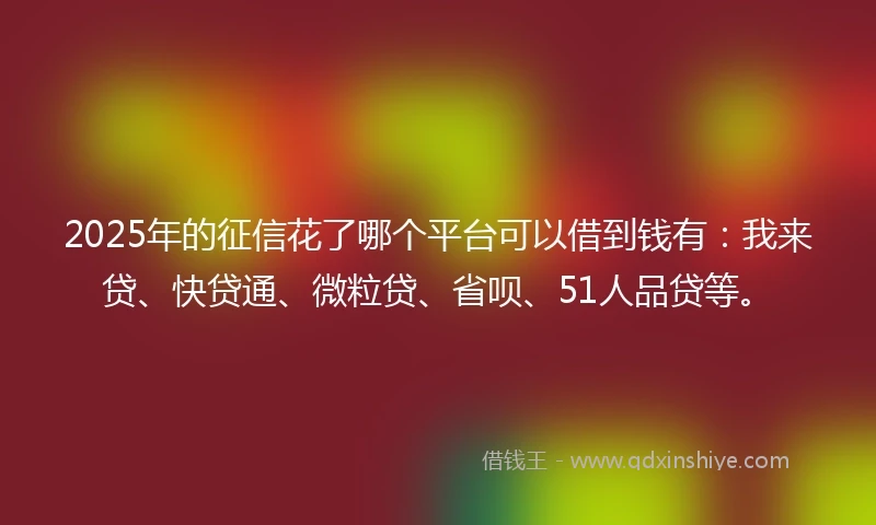 2025年的征信花了哪个平台可以借到钱有：我来贷、快贷通、微粒贷、省呗、51人品贷等。
