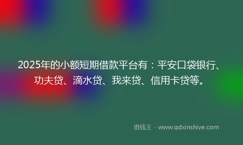2025年的小额短期借款平台有：平安口袋银行、功夫贷、滴水贷、我来贷、信用卡贷等。