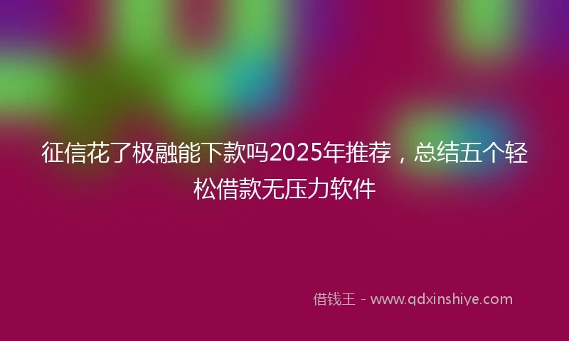 征信花了极融能下款吗2025年推荐，总结五个轻松借款无压力软件