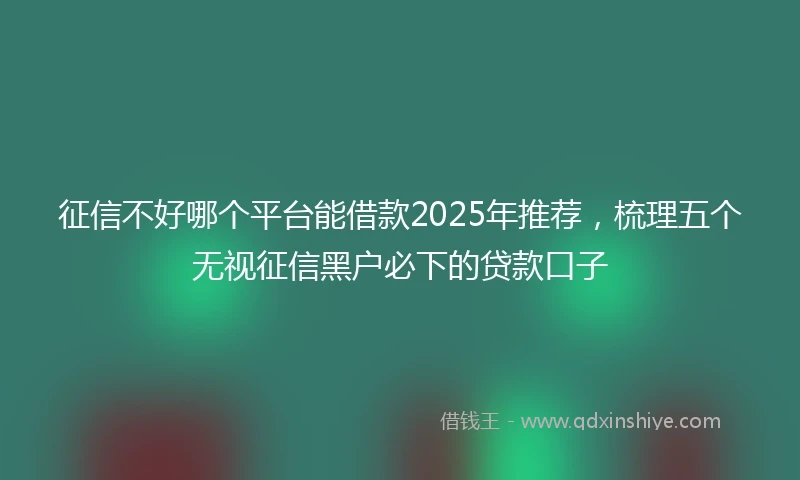 征信不好哪个平台能借款2025年推荐,梳理五个无视征信黑户必下的贷款口子