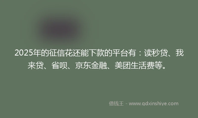 2025年的征信花还能下款的平台有：读秒贷、我来贷、省呗、京东金融、美团生活费等。