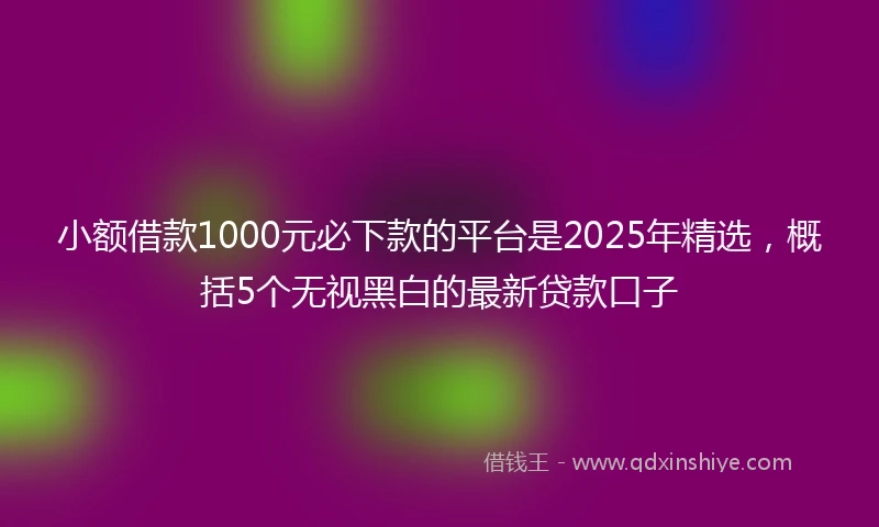 小额借款1000元必下款的平台是2025年精选，概括5个无视黑白的最新贷款口子