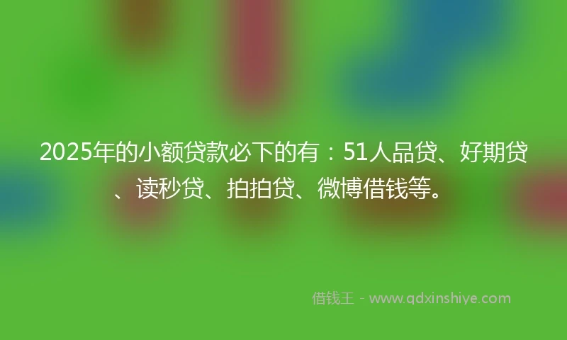2025年的小额贷款必下的有：51人品贷、好期贷、读秒贷、拍拍贷、微博借钱等。