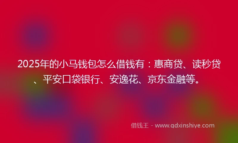 2025年的小马钱包怎么借钱有：惠商贷、读秒贷、平安口袋银行、安逸花、京东金融等。