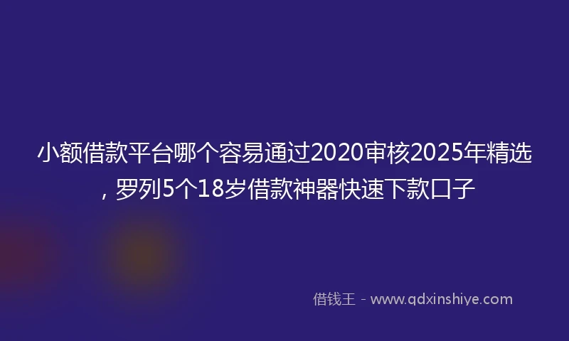 小额借款平台哪个容易通过2020审核2025年精选，罗列5个18岁借款神器快速下款口子