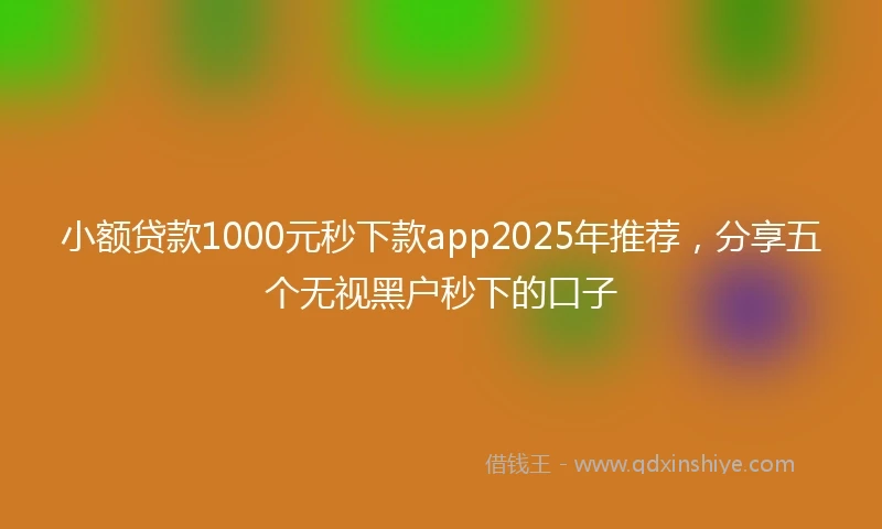 小额贷款1000元秒下款app2025年推荐，分享五个无视黑户秒下的口子