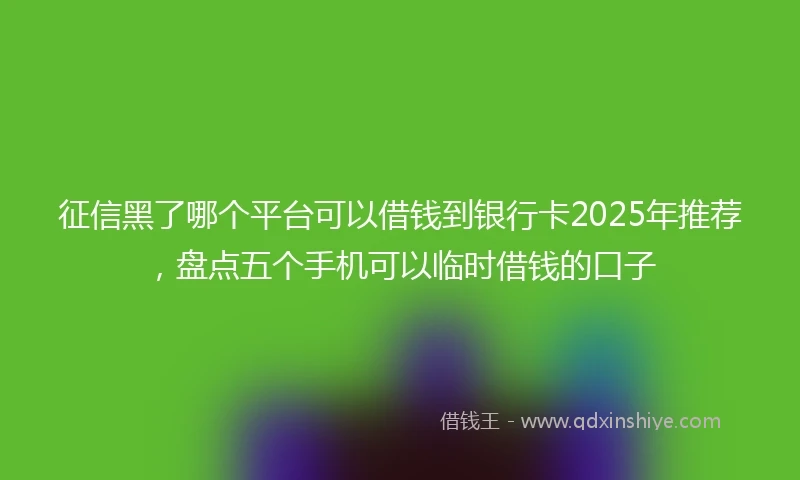征信黑了哪个平台可以借钱到银行卡2025年推荐，盘点五个手机可以临时借钱的口子