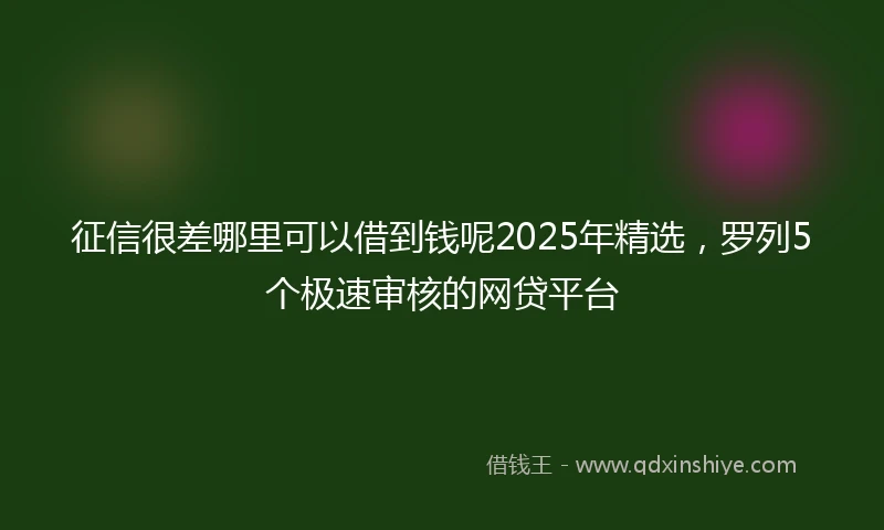 征信很差哪里可以借到钱呢2025年精选，罗列5个极速审核的网贷平台