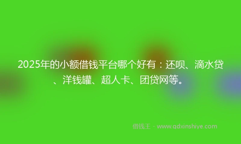 2025年的小额借钱平台哪个好有：还呗、滴水贷、洋钱罐、超人卡、团贷网等。