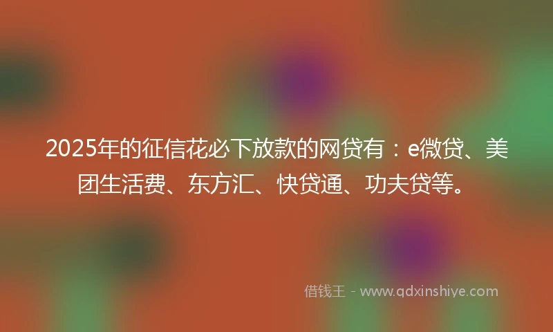 2025年的征信花必下放款的网贷有：e微贷、美团生活费、东方汇、快贷通、功夫贷等。