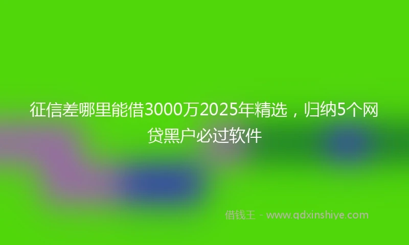 征信差哪里能借3000万2025年精选，归纳5个网贷黑户必过软件