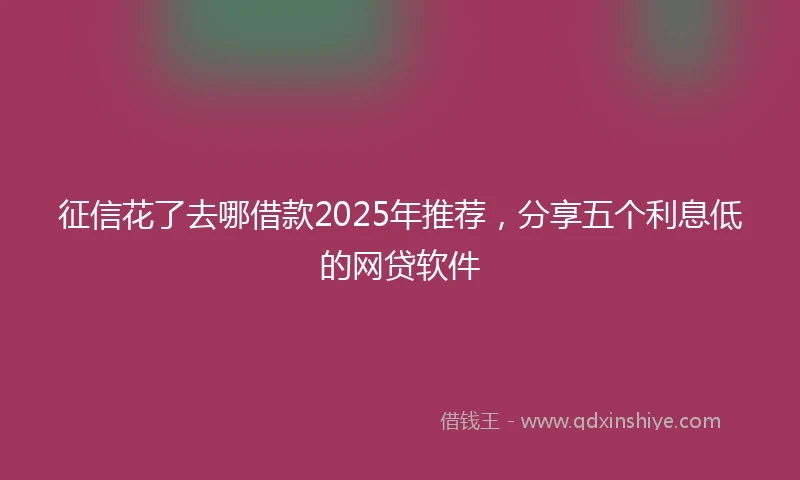 征信花了去哪借款2025年推荐，分享五个利息低的网贷软件