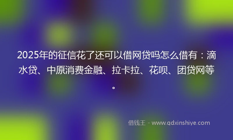 2025年的征信花了还可以借网贷吗怎么借有：滴水贷、中原消费金融、拉卡拉、花呗、团贷网等。