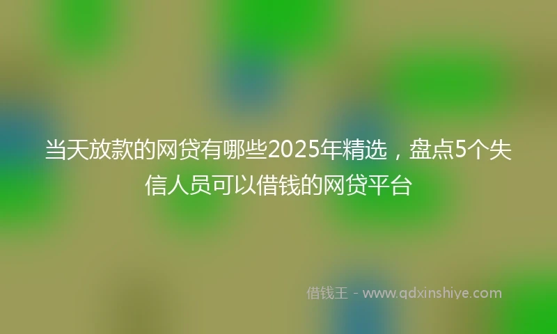 当天放款的网贷有哪些2025年精选,盘点5个失信人员可以借钱的网贷平台