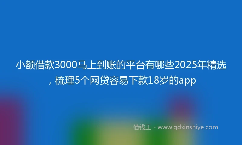 小额借款3000马上到账的平台有哪些2025年精选，梳理5个网贷容易下款18岁的app