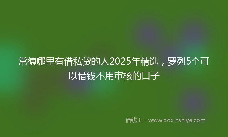 常德哪里有借私贷的人2025年精选，罗列5个可以借钱不用审核的口子