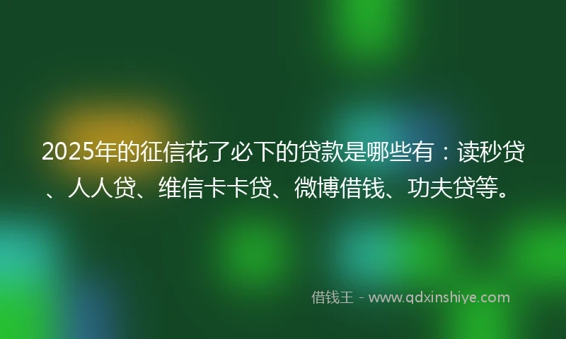 2025年的征信花了必下的贷款是哪些有：读秒贷、人人贷、维信卡卡贷、微博借钱、功夫贷等。