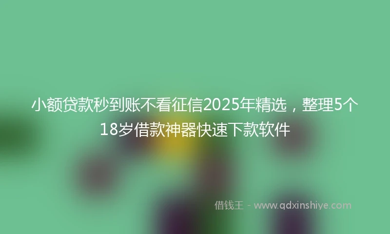小额贷款秒到账不看征信2025年精选，整理5个18岁借款神器快速下款软件