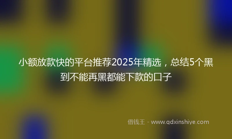 小额放款快的平台推荐2025年精选，总结5个黑到不能再黑都能下款的口子