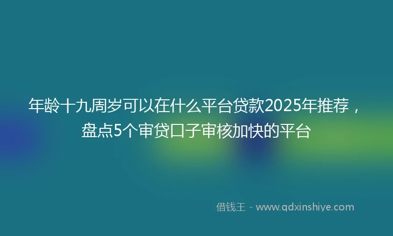 年龄十九周岁可以在什么平台贷款2025年推荐,盘点5个审贷口子审核加快的平台