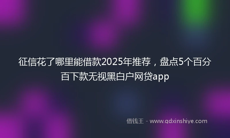 征信花了哪里能借款2025年推荐，盘点5个百分百下款无视黑白户网贷app