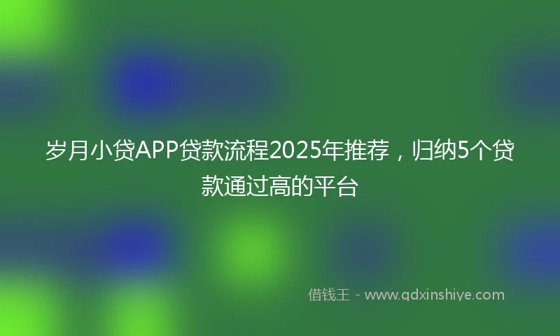 岁月小贷APP贷款流程2025年推荐，归纳5个贷款通过高的平台