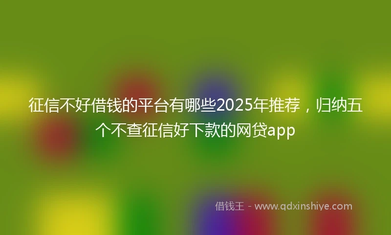 征信不好借钱的平台有哪些2025年推荐，归纳五个不查征信好下款的网贷app
