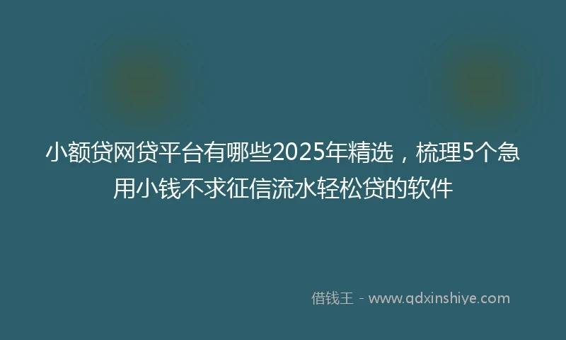 小额贷网贷平台有哪些2025年精选，梳理5个急用小钱不求征信流水轻松贷的软件