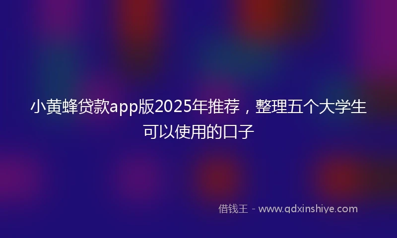 小黄蜂贷款app版2025年推荐，整理五个大学生可以使用的口子