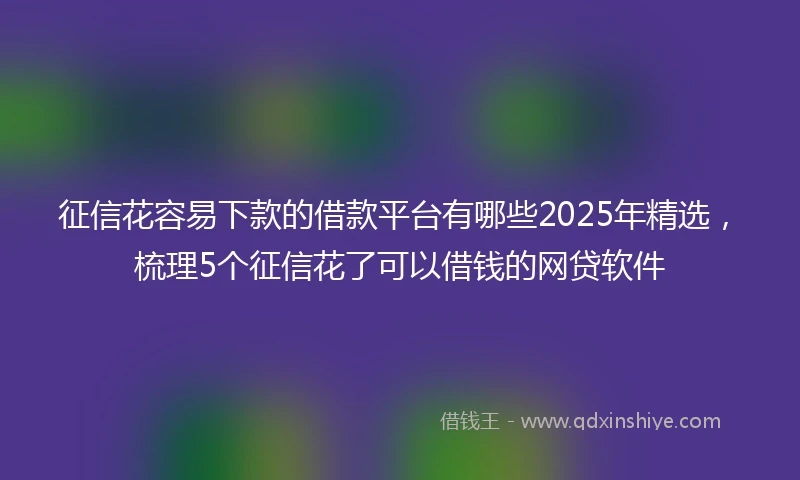征信花容易下款的借款平台有哪些2025年精选，梳理5个征信花了可以借钱的网贷软件