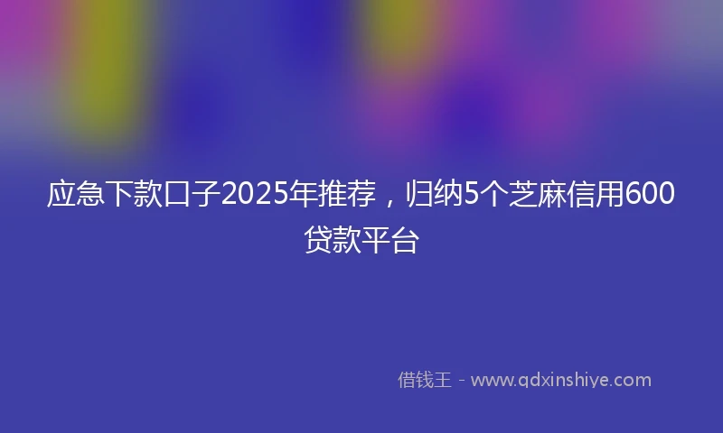 应急下款口子2025年推荐，归纳5个芝麻信用600贷款平台