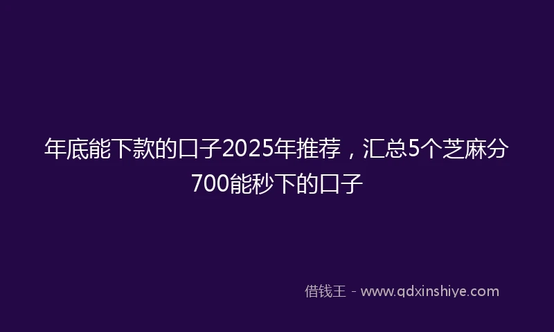 年底能下款的口子2025年推荐，汇总5个芝麻分700能秒下的口子