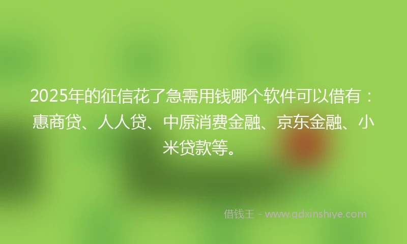 2025年的征信花了急需用钱哪个软件可以借有：惠商贷、人人贷、中原消费金融、京东金融、小米贷款等。